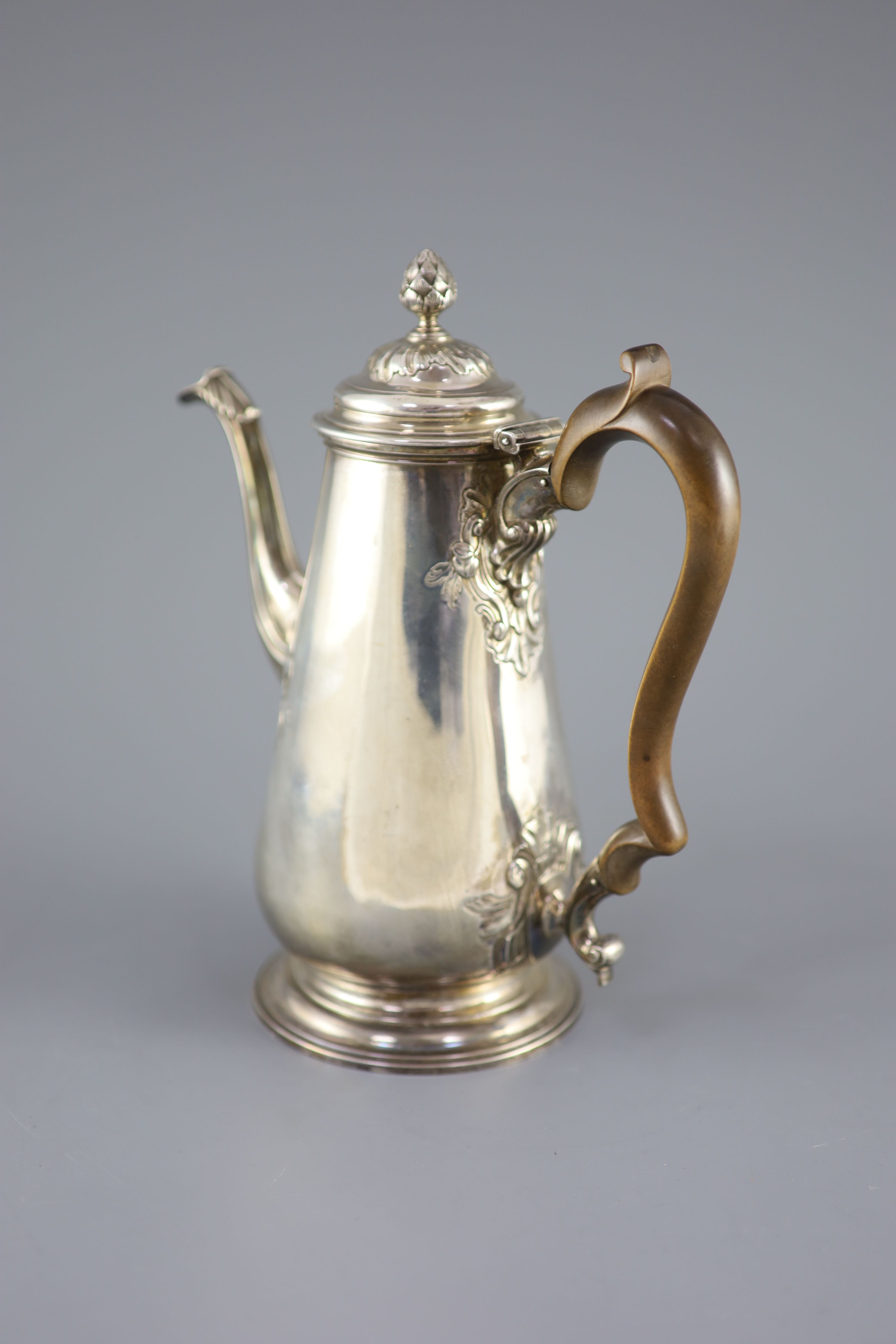 A George II silver coffee pot by Alexander Johnston